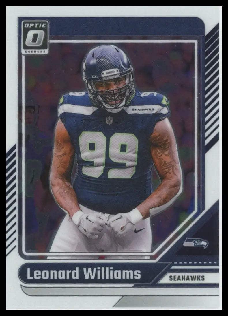 Leonard Williams 2024 Donruss Optic football trading card in Seattle Seahawks uniform
