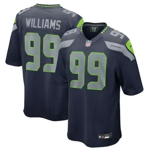 Seattle Seahawks Leonard Williams Nike Game Jersey in college navy with green and gray details