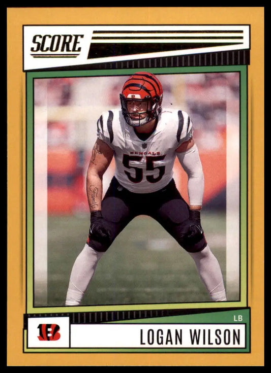Logan Wilson football card from 2022 Score Gold series featuring Cincinnati Bengals player