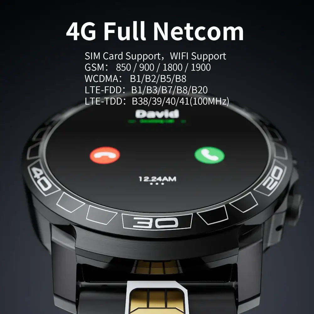 Black LOKMAT Android 8.1 4G LTE Smart Watch with call functions and SIM support