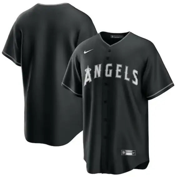 Black Angels baseball jersey from Los Angeles Angels Nike Lights Out Replica collection