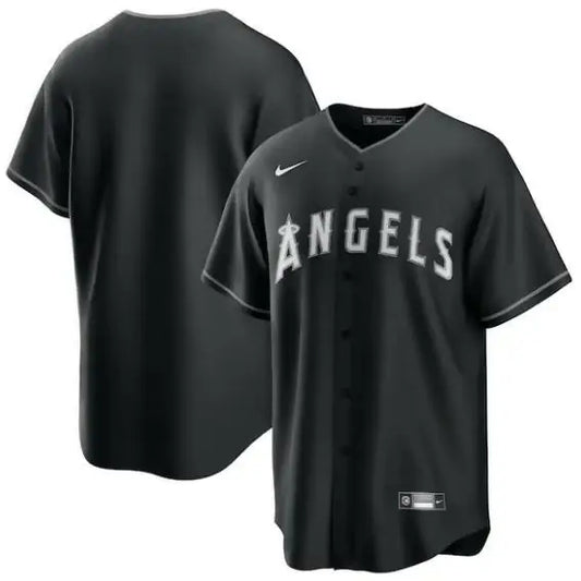 Black Angels baseball jersey from Los Angeles Angels Nike Lights Out Replica collection