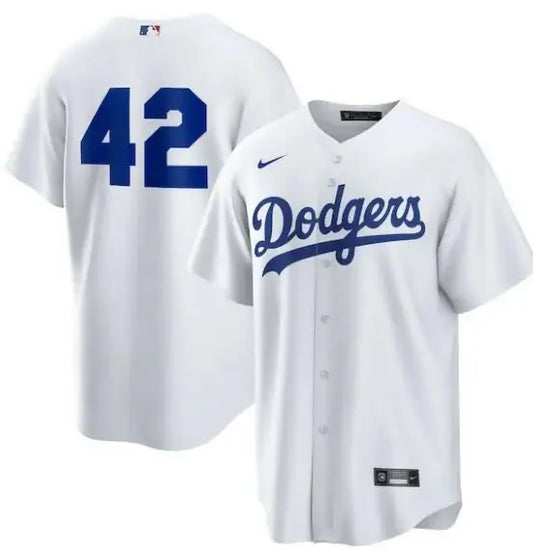 White Dodgers baseball jersey for Los Angeles Dodgers Nike Home 2025 Jackie Robinson Day
