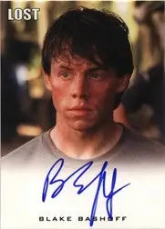 Autographed trading card of Blake Bashoff with intense expression and dark hair
