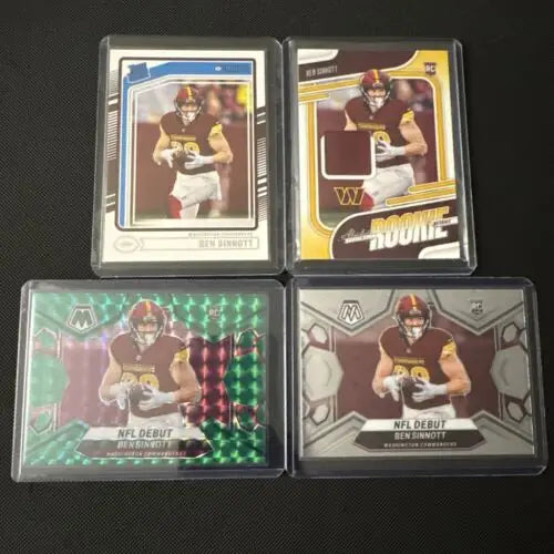 Lot of 4 2024 Panini Ben Sinnott NFL Rookie Cards showcasing top rookie cards