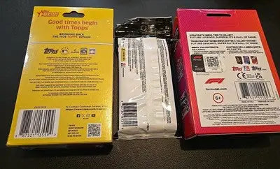 Trading card packs and hanger boxes from the Lot Of Sports Cards Hanger Boxes And Packs 131 Cards Baseball Football F1 collection