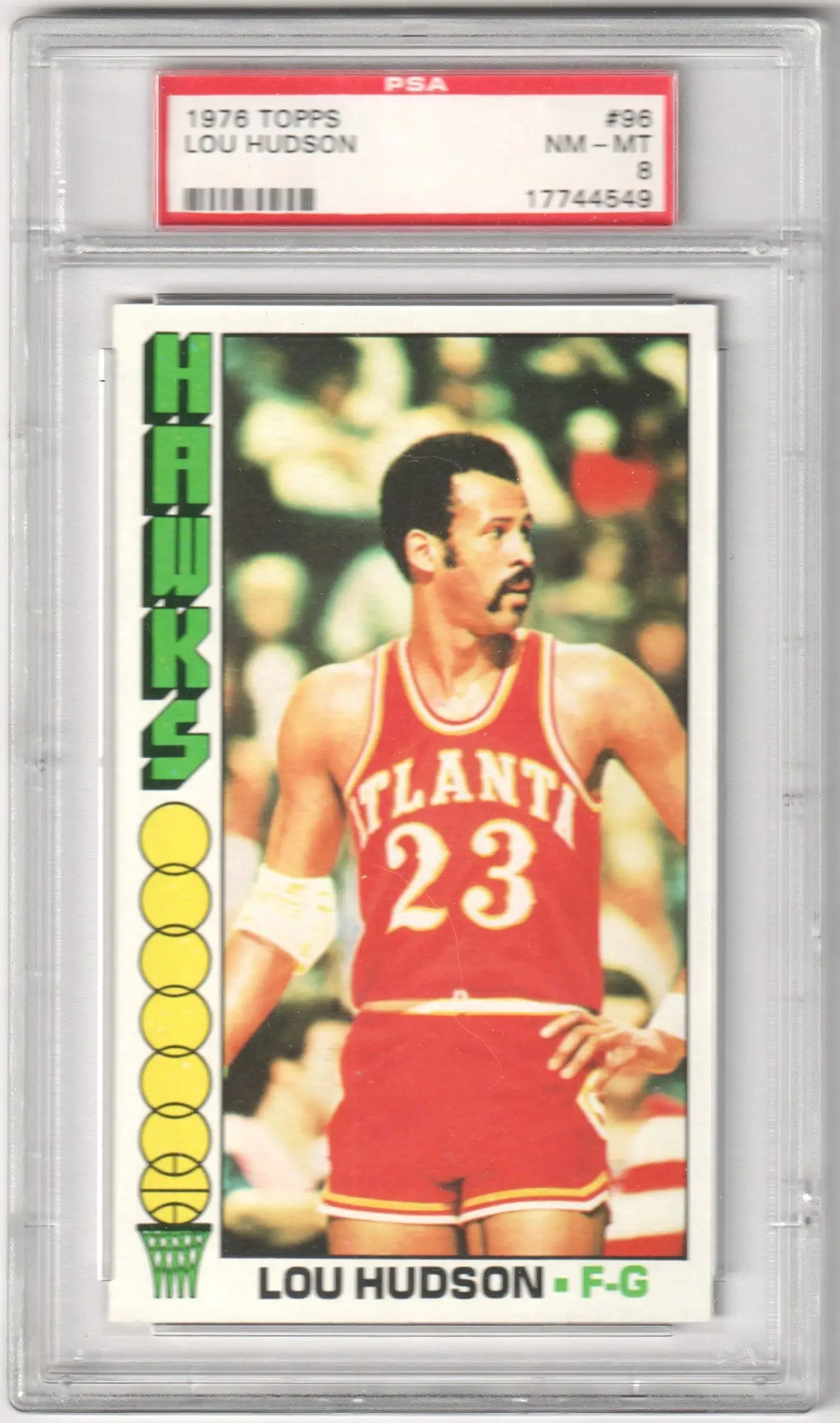 Graded 1976 Topps Lou Hudson basketball card from Columbia Hobby with PSA 8 NM-MT