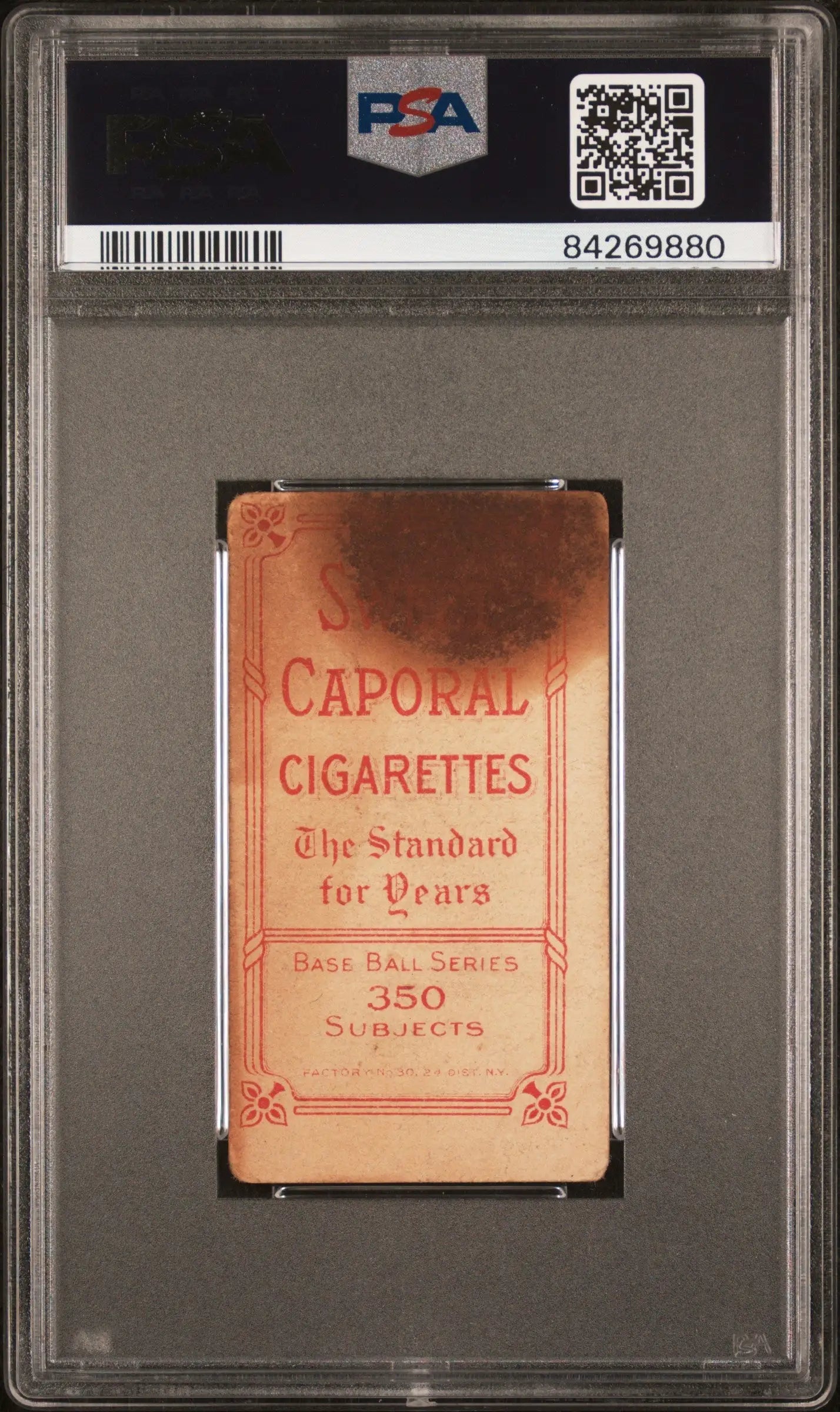 Vintage Caporal cigarette pack in PSA holder for Lou Ritter T206 Sweet Caporal 350/30