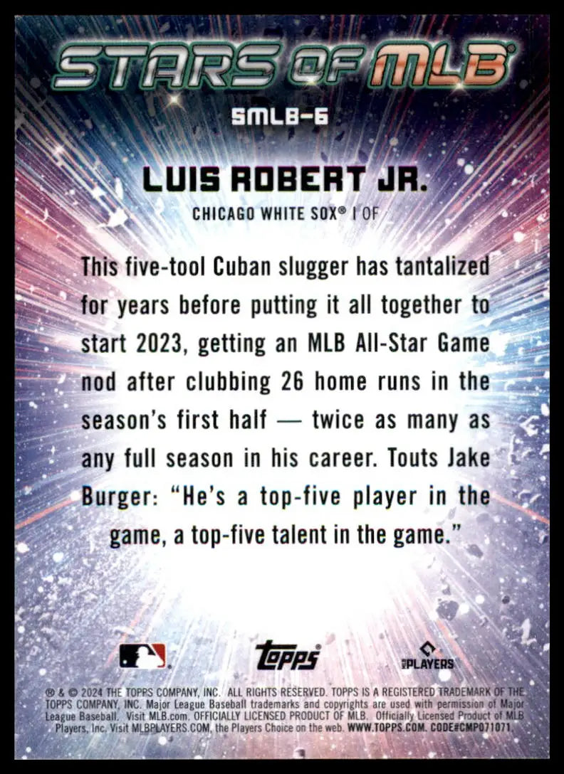 Luis Robert Jr. baseball card from 2024 Topps Stars of MLB Chicago White Sox