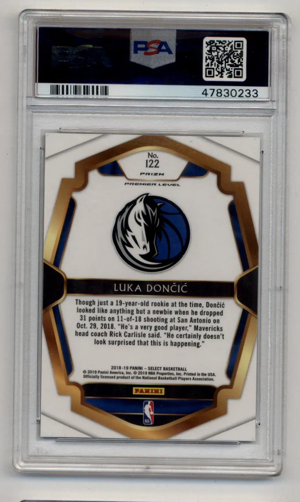 Luka Doncic 2018-19 Select Tri-Color Prizm #122 PSA 10 Gem Mint - Singles