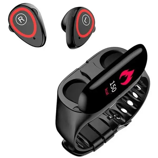 Black M1 Smartwatch 2in1 Bt Earphone Blood Pressure Monitor with detachable earbuds, width 750px