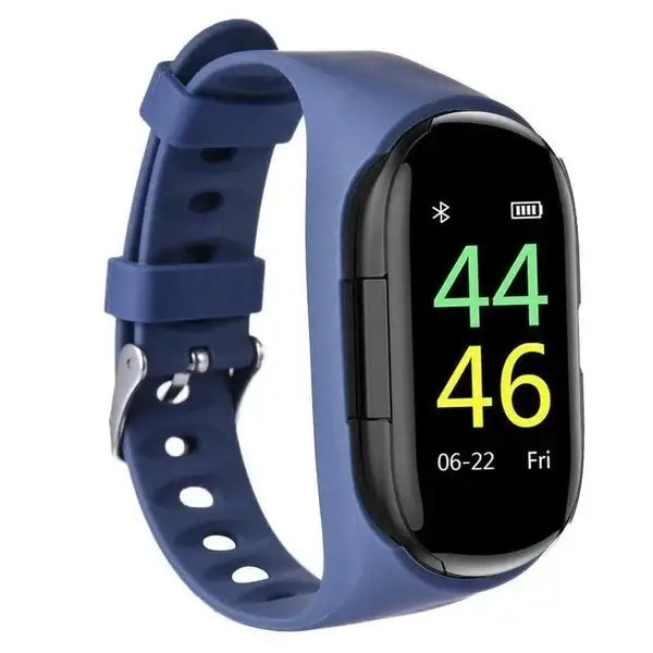 Blue M1 Smartwatch 2in1 Bt Earphone Hate Rate Blood Pressure Monitor with digital display