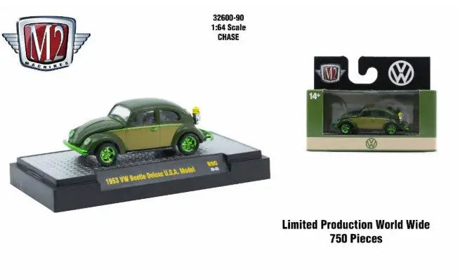 Two-tone green 1953 Volkswagen Beetle toy car Detroit Muscle R90 Beetle Deluxe USA model