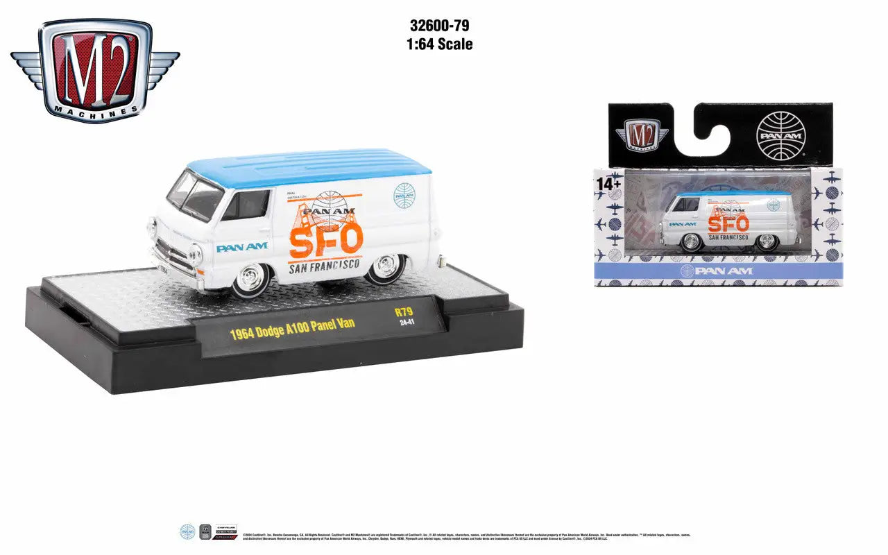 White and blue 1965 Dodge A100 Panel Van with SEO graphics, M2 Machines Detroit Muscle Release