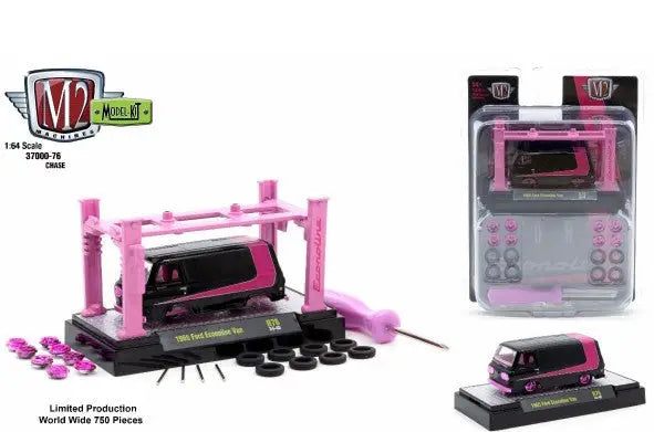 Black and pink Ford Econoline Van model kit release with accessories in CHASE edition