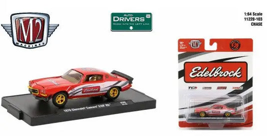 Red 1970 Chevrolet Camaro Z28 RS CHASE model with racing stripes and gold wheels