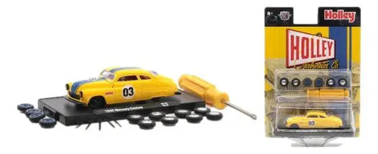 Yellow vintage Mercury Custom model racing car 03 with spare tires and parts from M2 Machines Auto-Wheels Release