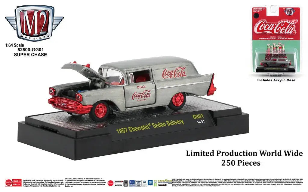 M2 Machines Coca-Cola Release GG01 1957 Chevrolet Sedan Delivery CHASE in vibrant detail