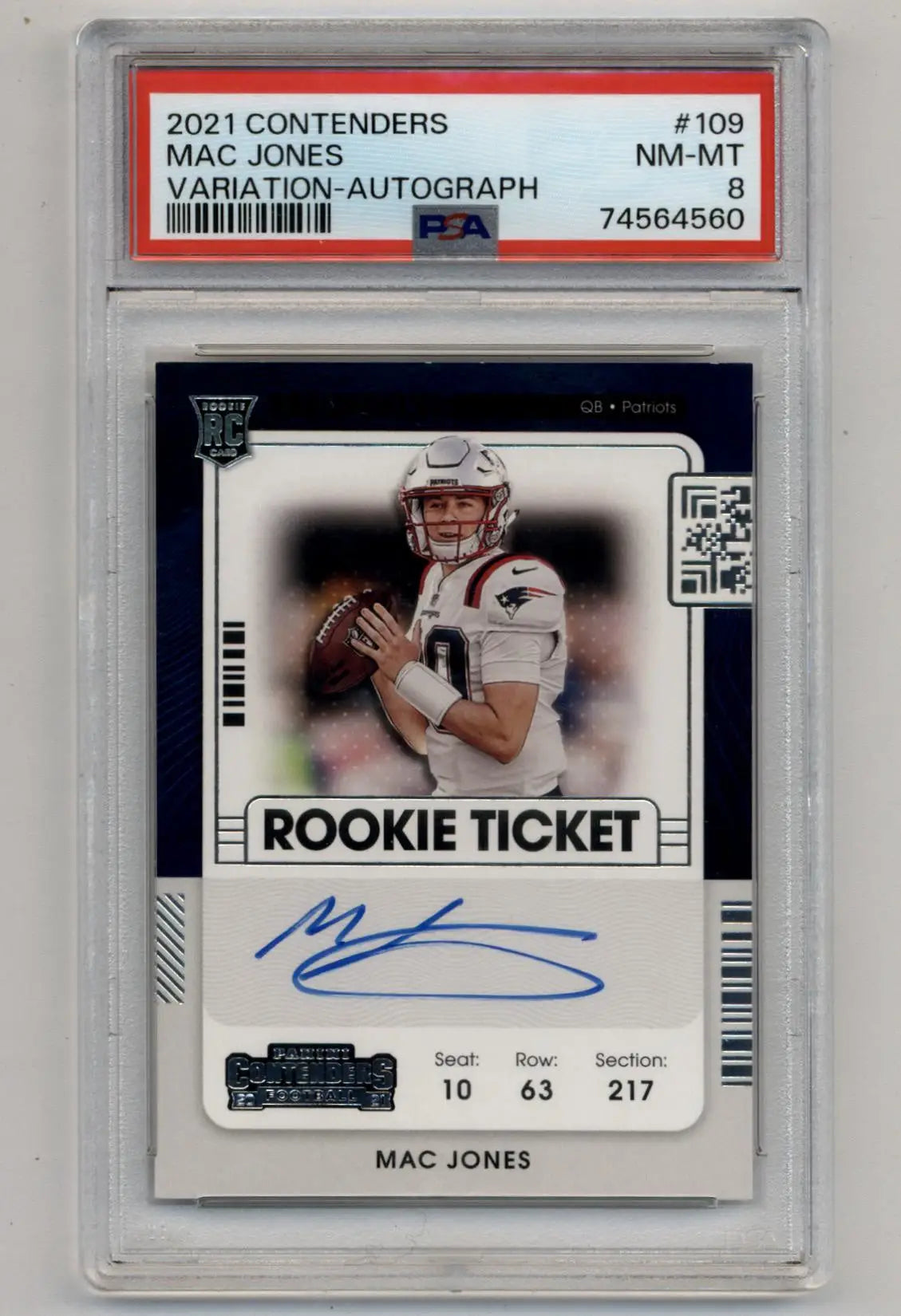 PSA-graded Mac Jones 2021 Contenders Variation Auto football card for collectors