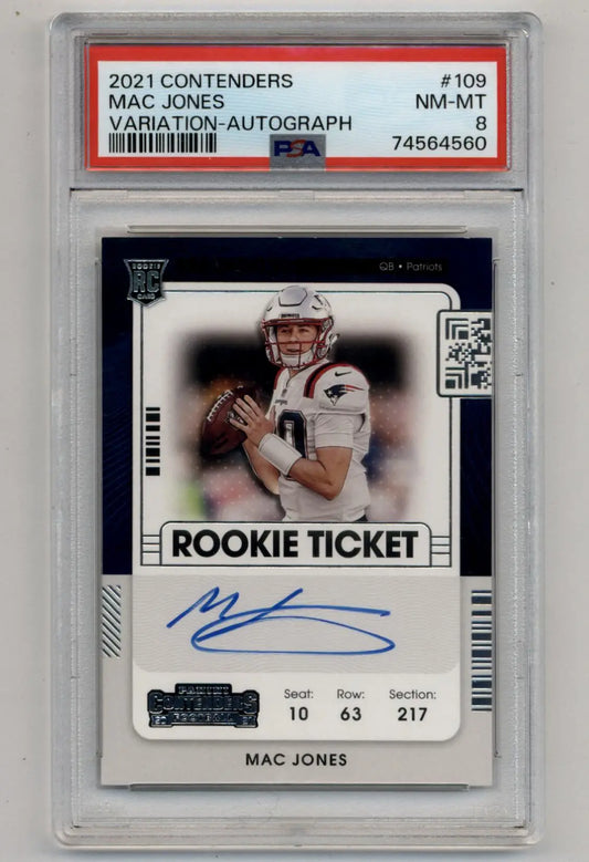 PSA-graded Mac Jones 2021 Contenders Variation Auto football card for collectors