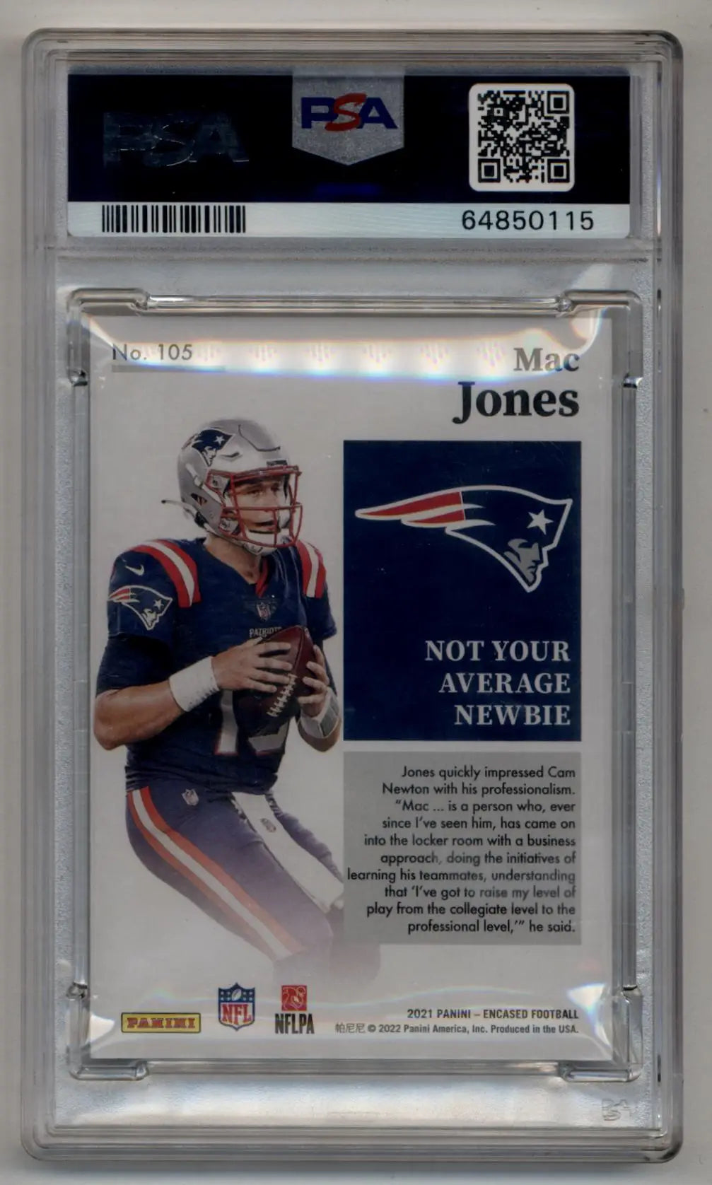 Mac Jones 2021 Encased Sapphire 01/25 PSA 9 Mint - Singles