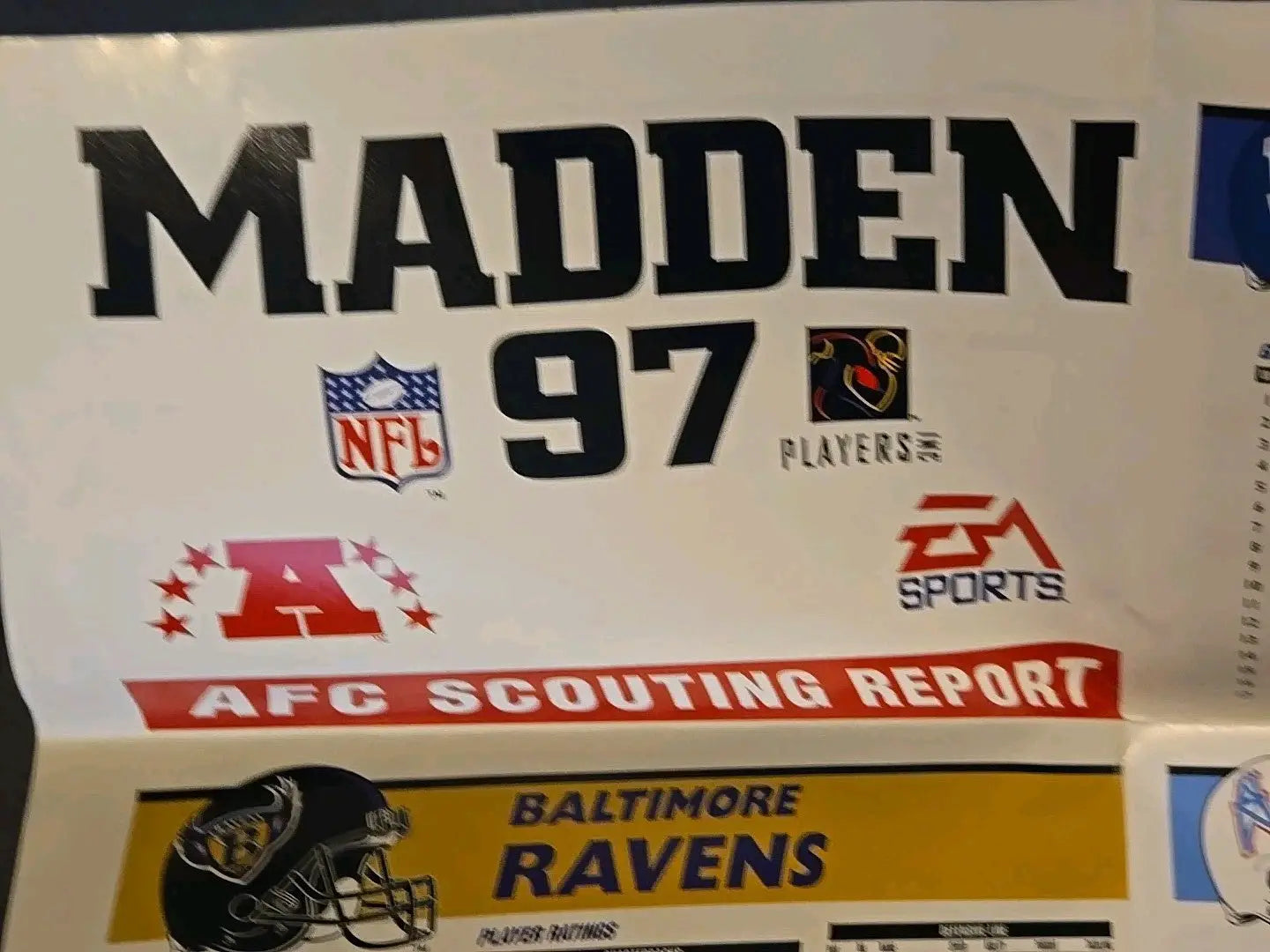 Madden NFL 97 Sega Genesis Complete CIB Scouting Report for AFC and NFC teams