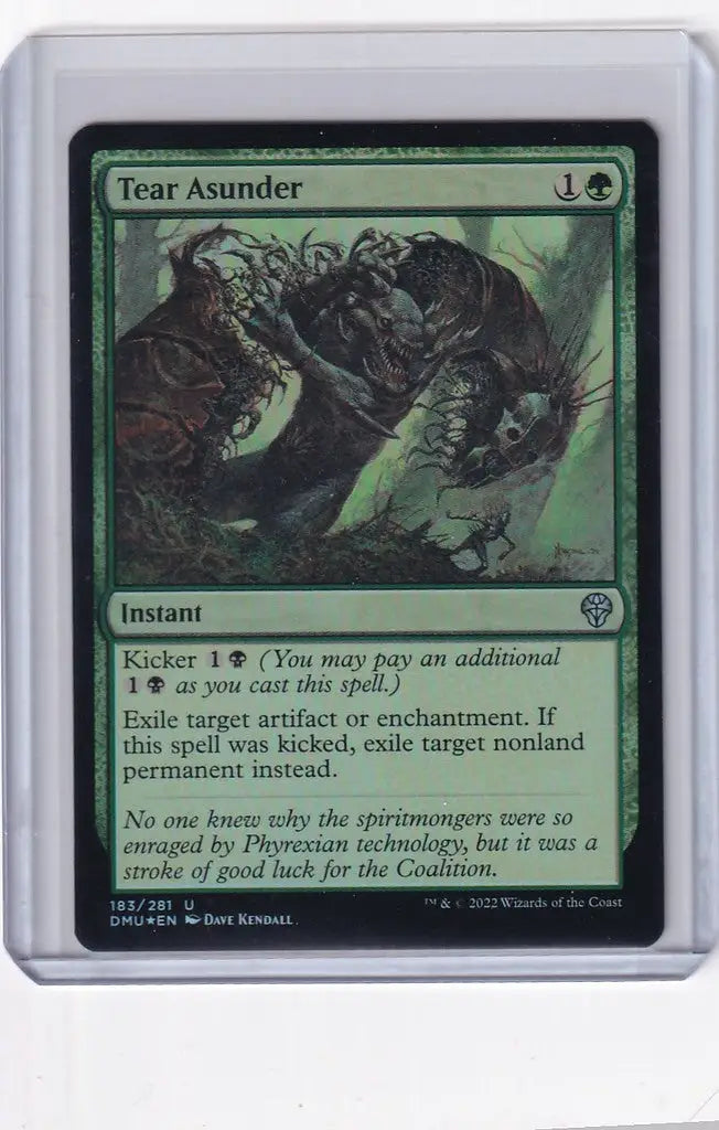 Magic Dominaria United Tear Asunder card featuring a powerful green spell foil