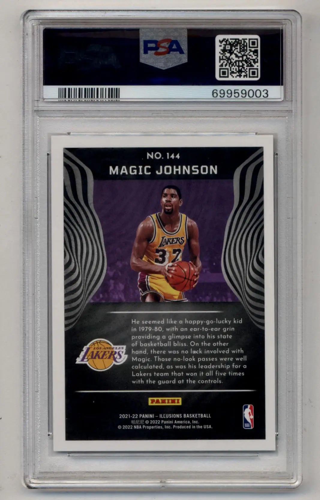 Graded Magic Johnson basketball trading card from Illusions Trophy Collection Green
