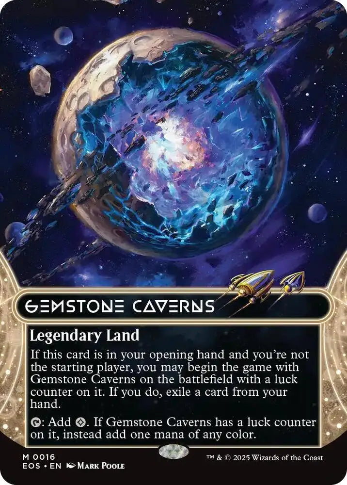 Collectible Magic MTG Gemstone Caverns card depicting stellar sights and glowing energy