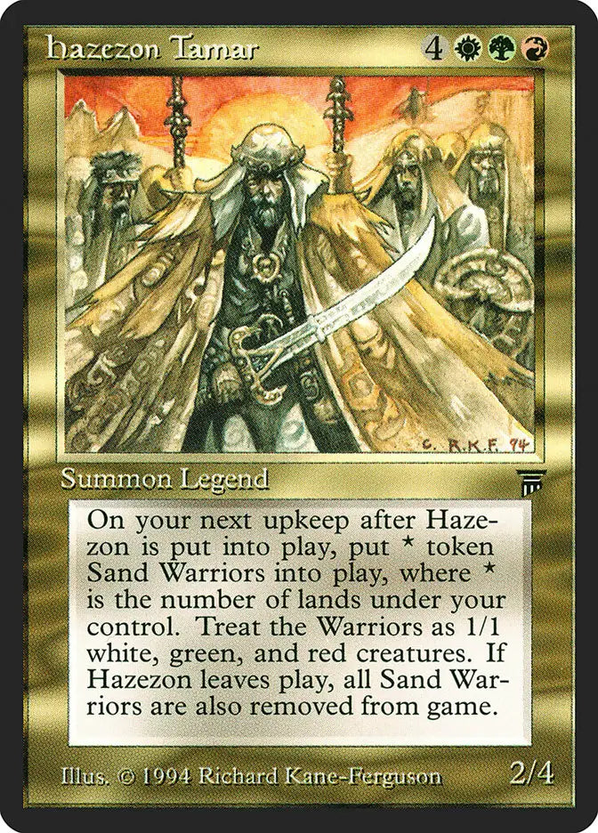 Hazezon Tamar trading card from Magic: The Gathering Italian Legends, graded 8 NM/Mint