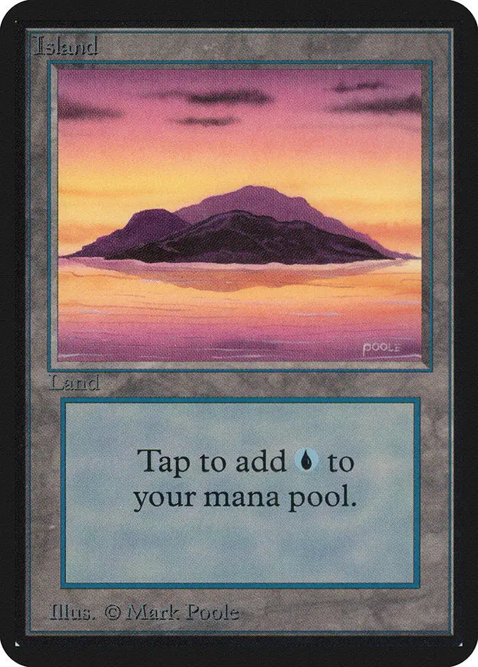Island silhouette at sunset for Magic: the Gathering Alpha Edition trading cards