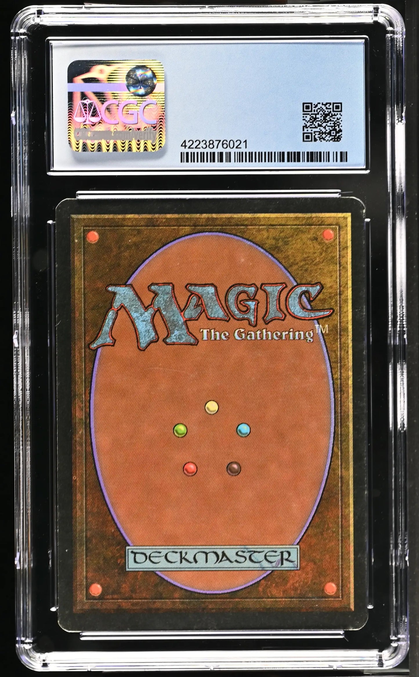 Graded Magic: The Gathering card back in protective case for trading cards collectors