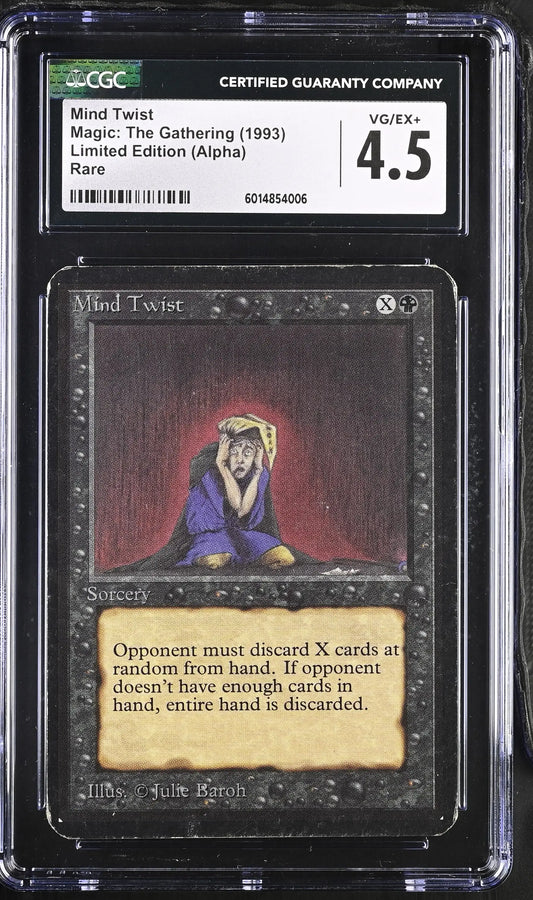 Graded Mind Twist Magic The Gathering Alpha Edition card in CGC 4.5 VG/EX+ condition
