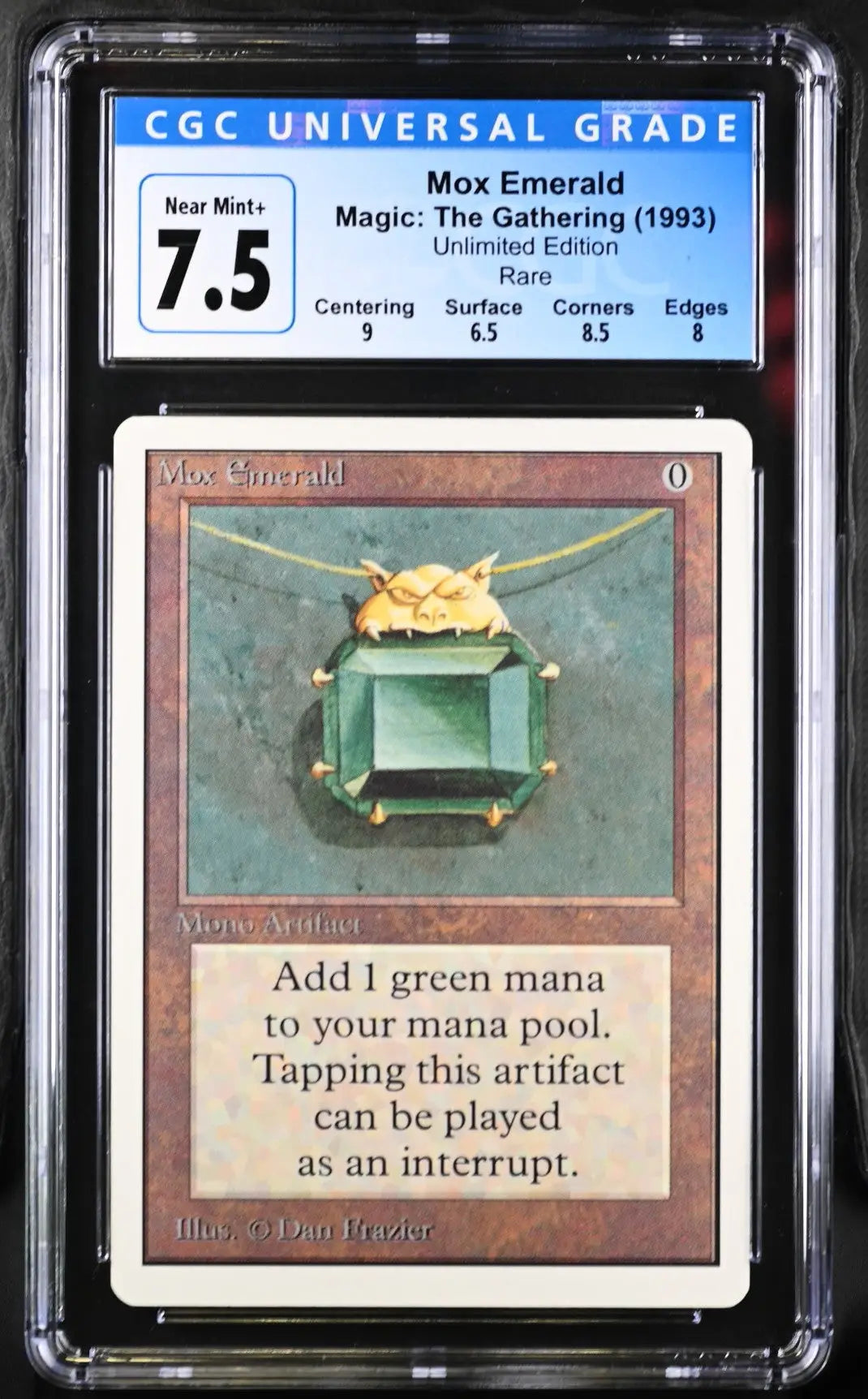 Graded Magic: The Gathering Mox Emerald Unlimited Edition card CGC 7.5 Near Mint+
