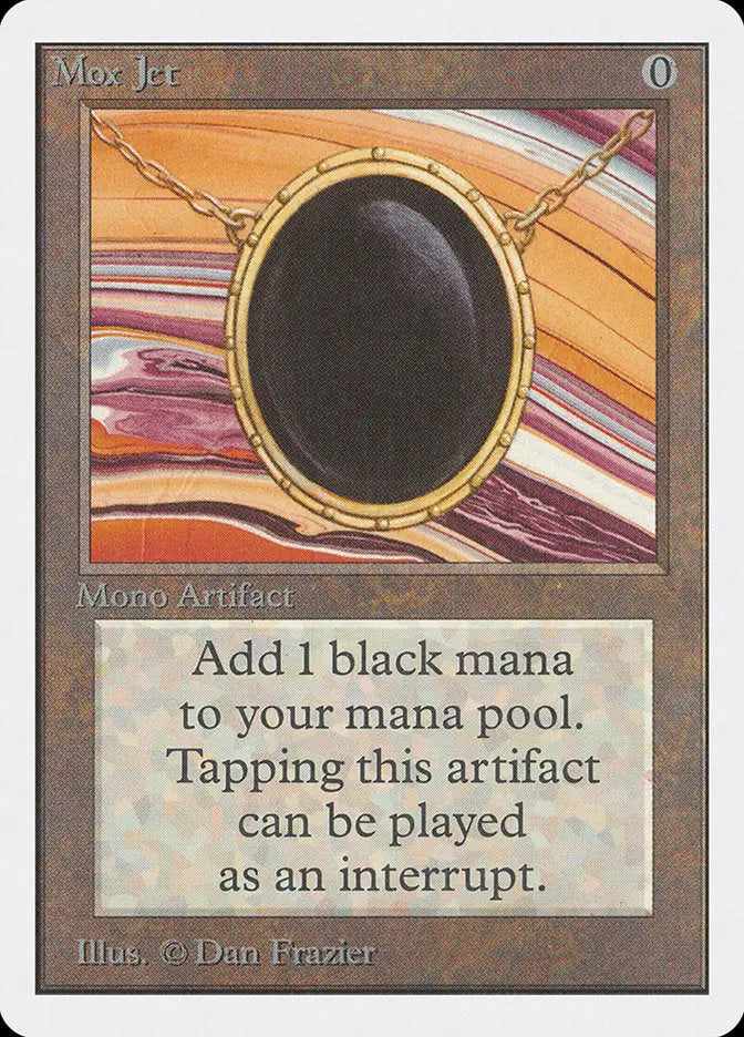Oval black gem in ornate gold setting for Magic: The Gathering Unlimited Edition card