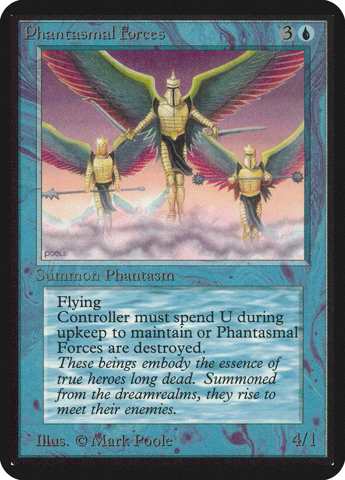 Three golden-armored figures with feathered wings from Magic: The Gathering Phantasmal Forces