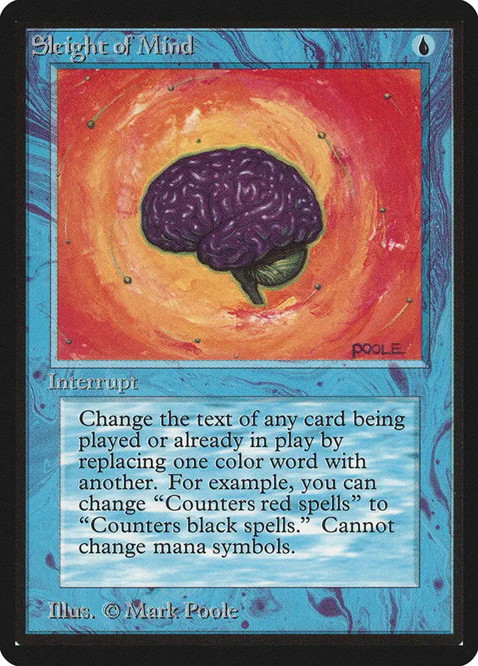 Purple brain art with orange and red rings on Magic: The Gathering Beta Edition trading card