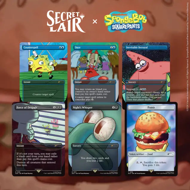 SpongeBob-themed Magic: The Gathering cards from Secret Lair x SpongeBob SquarePants