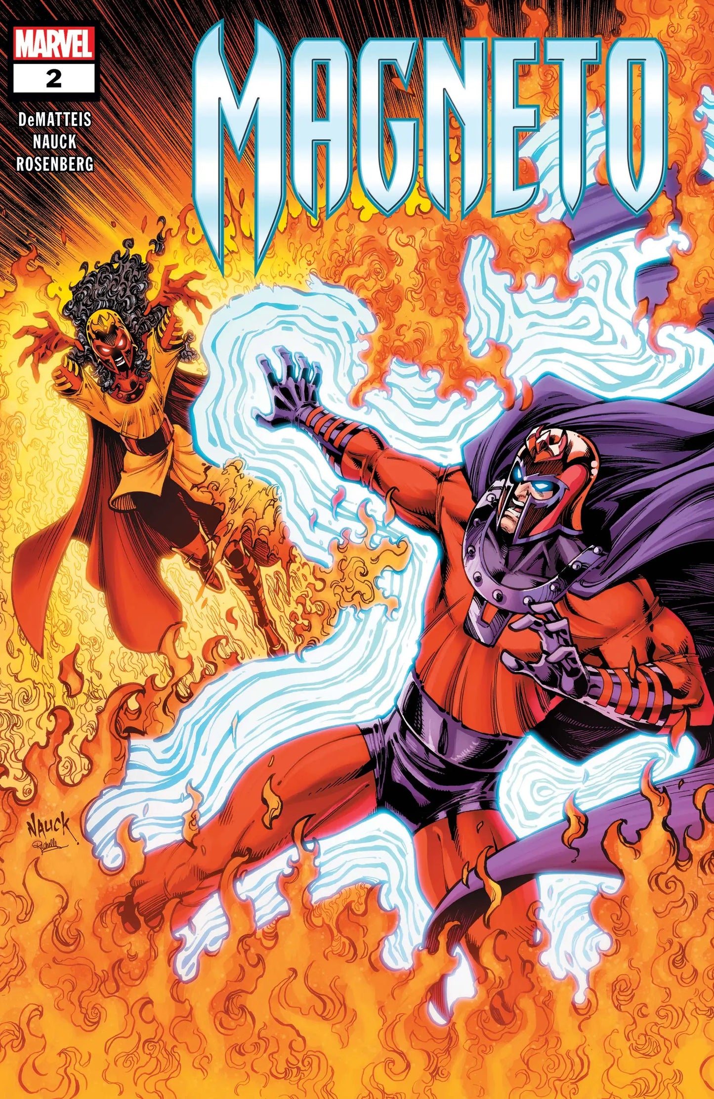 Comic book cover of Magneto using magnetic powers, perfect for trading cards collectors