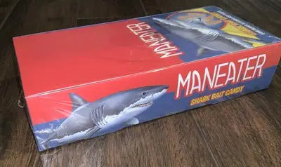 Maneater Shark Bait Candy Box featuring shark bait candy and Maneater Shark design
