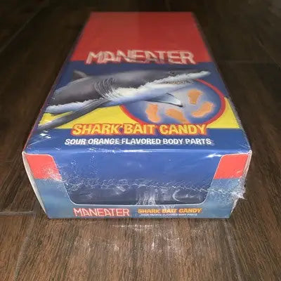 Box of Maneater Shark Bait Candy Body Parts from JAWS Shark Tins Boston America