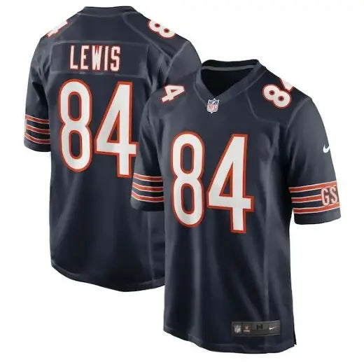 Dark blue Marcedes Lewis Chicago Bears Nike game jersey with number 84 and LEWIS on back