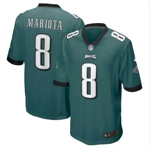Green Philadelphia Eagles Marcus Mariota #8 Nike Game Jersey displayed in product image