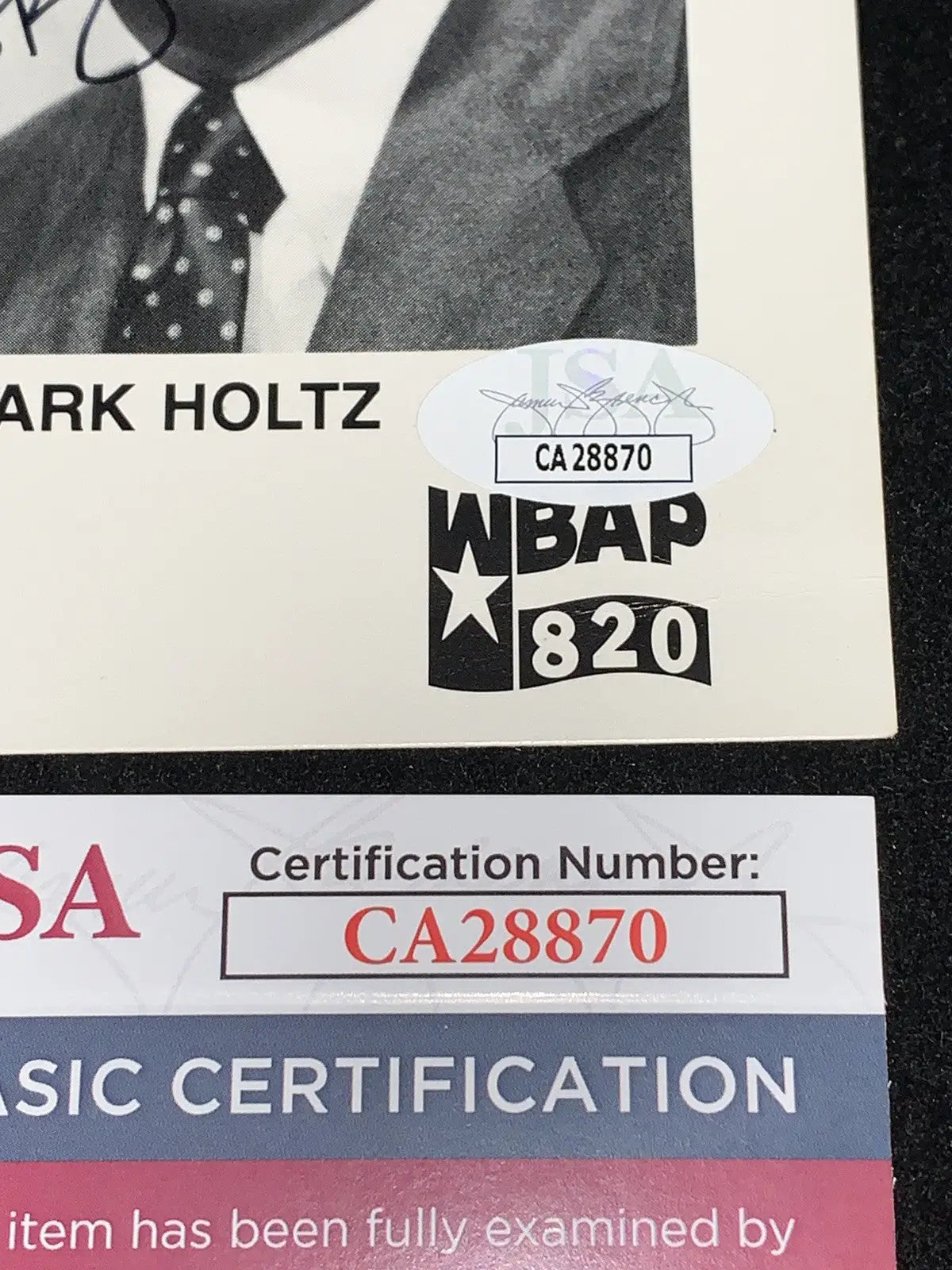 Autographed Mark Holtz 4x6 Post Card with certification for Texas Rangers fans