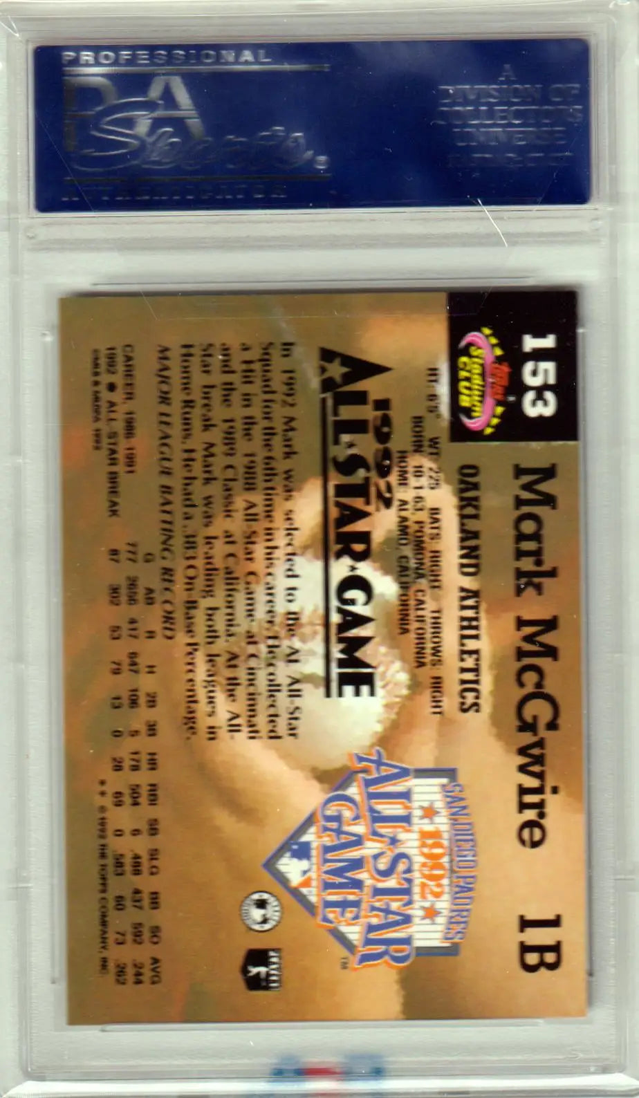 Graded Mark McGwire Stadium Club Murphy baseball card PSA 10 GEM MINT