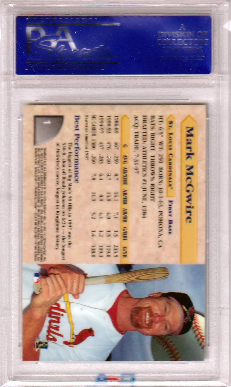 Mark McGwire baseball card from Bowman’s Best 1998 PSA 10 GEM MINT by Columbia Hobby