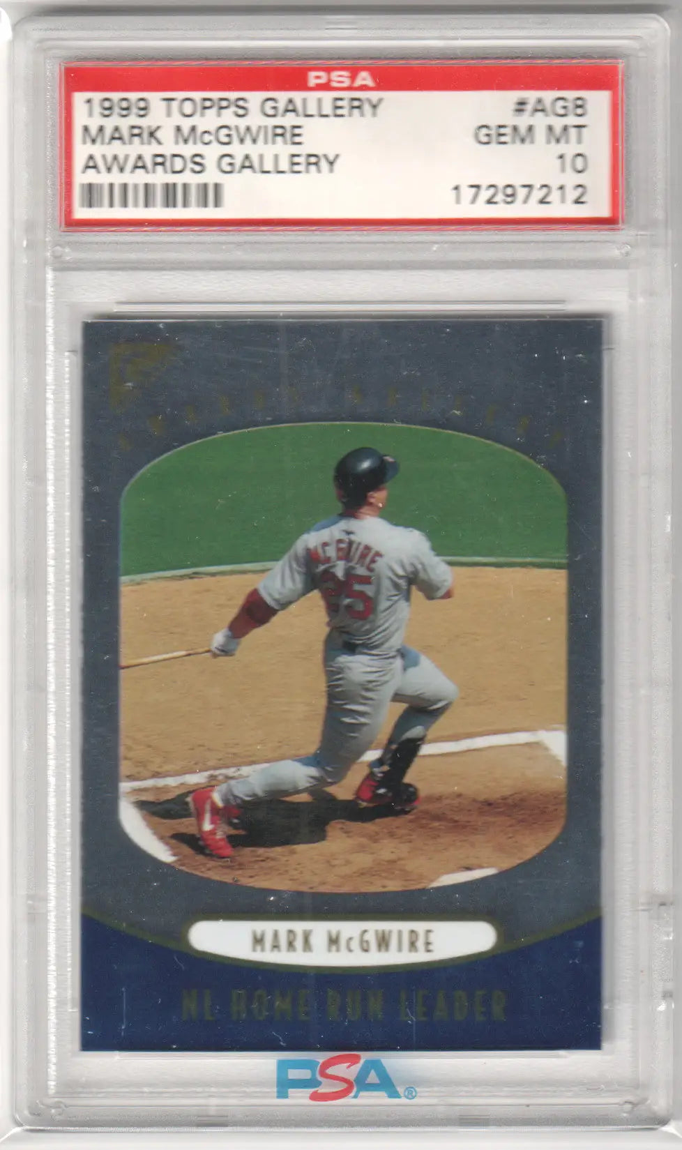 Graded Mark McGwire 1999 Topps Gallery Awards baseball card Columbia Hobby PSA 10
