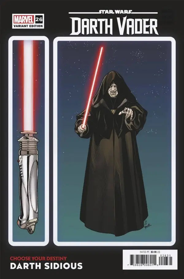 Marvel Comics Darth Vader comic cover featuring Darth Sidious and his lightsaber