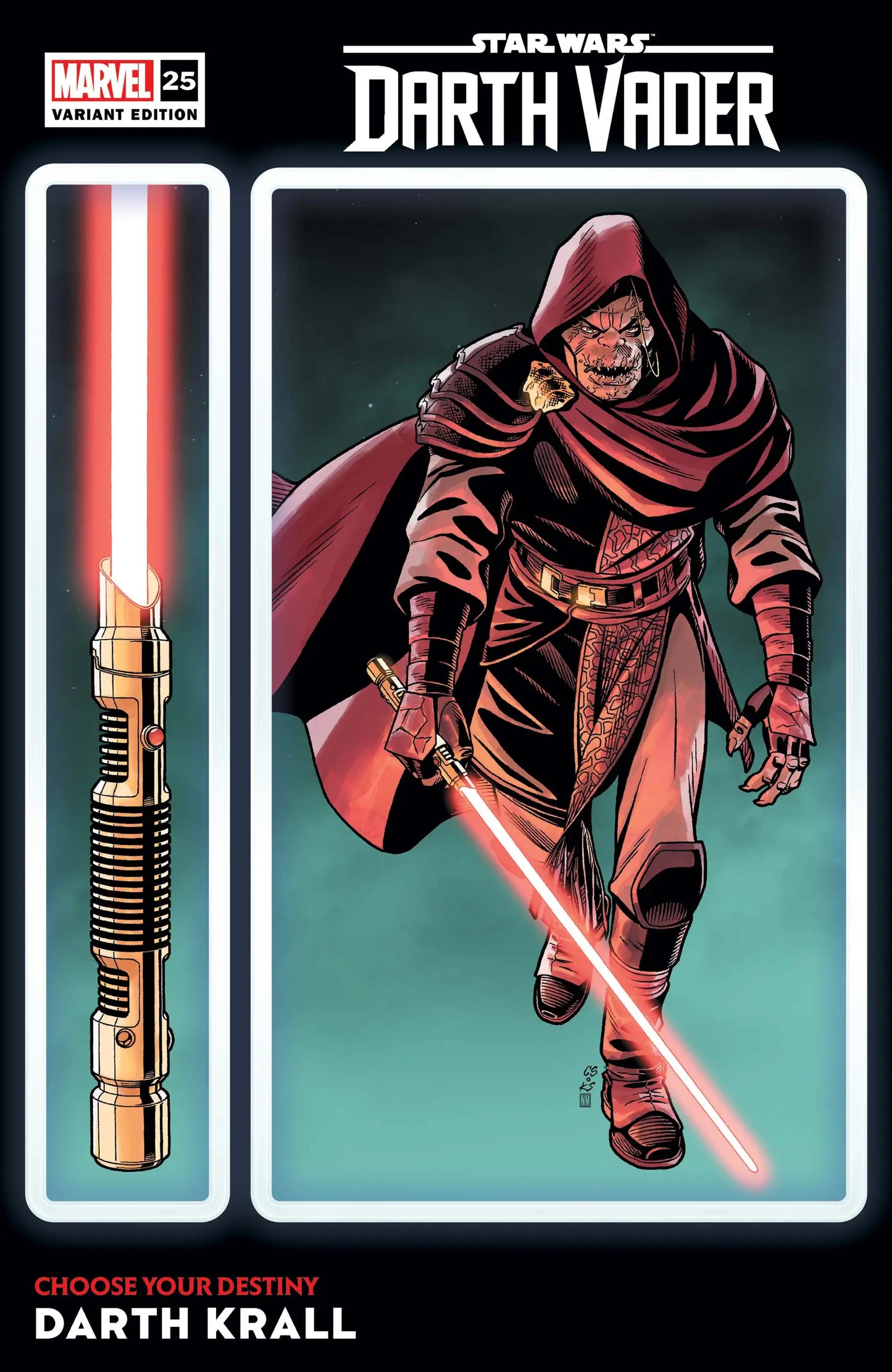 Star Wars Darth Vader comic book cover with dark-robed figure and red lightsaber, Marvel Comics variant edition