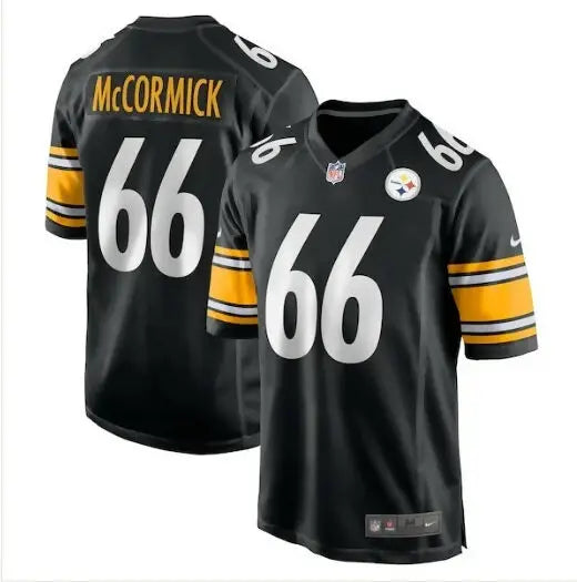 Black Pittsburgh Steelers Mason McCormick Nike Game Jersey with number 66 and name on back